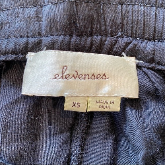 Anthropologie Elevenses Black Front Slit Cropped Wide Pants Size XS - Picture 12 of 14